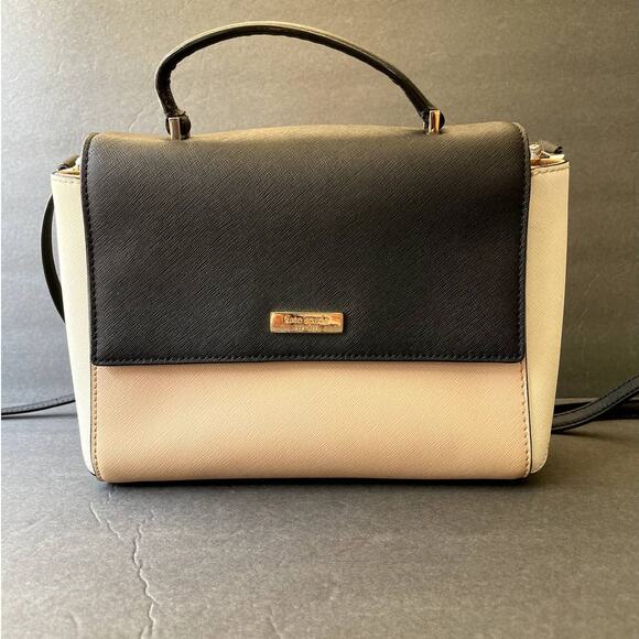 Kate Spade Paterson Court Brynlee Satchel Purse Beige Black Cream *READ* - Picture 4 of 11